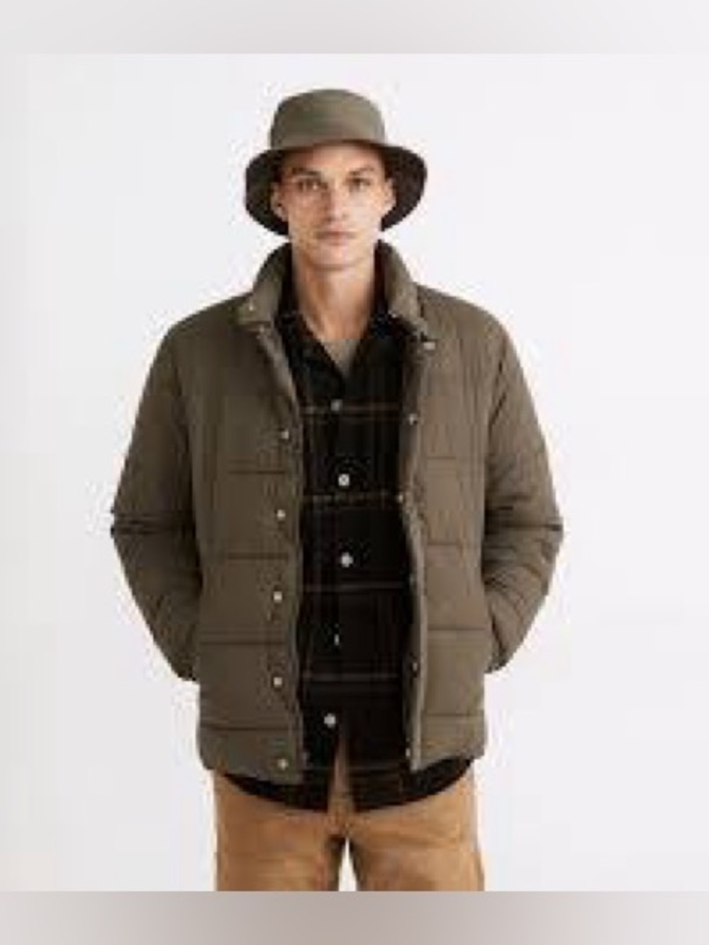 Madewell cargo green quilted puffer jacket